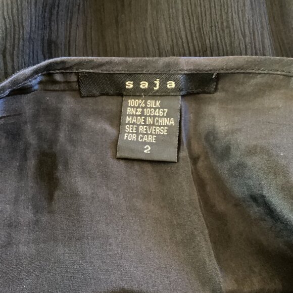 Saja Womens Black Silk Skirt With Chevron Beading Size 2 A-Line Lined‎ - Picture 7 of 7